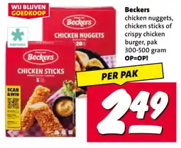 Nettorama Beckers chicken nuggets, chicken sticks of crispy chicken burger aanbieding