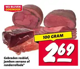 Nettorama Gebraden rosbfief, jambon serrano of runderrollade aanbieding