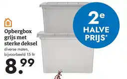Blokker B opbergbox grijs met sterke deksel aanbieding
