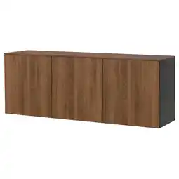 IKEA BestÅ Kastcombinatie wand, zwartbruin Lappviken/bruin walnootpatroon, 180x42x65 cm aanbieding