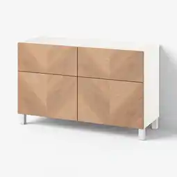 IKEA BestÅ Opbergcombi met deuren/lades, wit/hedeviken/stubbarp eikenfineer, 120x42x74 cm aanbieding