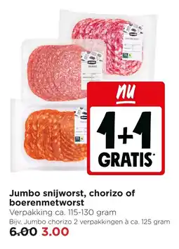 Jumbo Jumbo snijworst, chorizo of boerenmetworst aanbieding