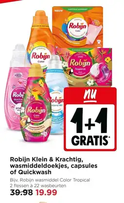 Jumbo Robijn Klein & Krachtig, wasmiddeldoekjes, capsules of Quickwash aanbieding