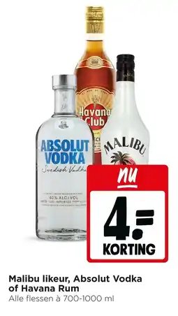 Jumbo Malibu likeur, Absolut Vodka of Havana Rum aanbieding