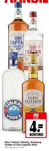Jumbo Glen Talloch Whisky, Esbjaerg Vodka of Old Captain Rum aanbieding