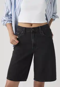 Wehkamp Levi's denim wide leg regularwaist short black denim aanbieding