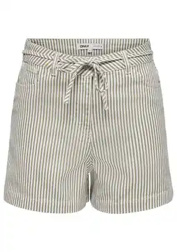 Wehkamp ONLY regularwaist gestreepte denim short groen aanbieding