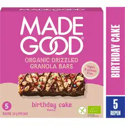 Jumbo MadeGood Organic Drizzled Granola Bars Birthday Cake Flavour 5 x 24 g aanbieding