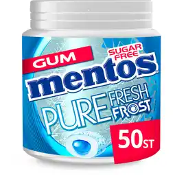 Jumbo Mentos Gum Pure Fresh Frost Euca Menthol Suikervrij Pot 50 stuks aanbieding