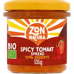 Jumbo Zonnatura Bio Spicy Tomaat Spread 72% Groente 135 g aanbieding