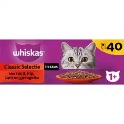 Jumbo Whiskas 1+ Kattenvoer - Classic selectie in saus - maaltijdzakjes 40x85g aanbieding