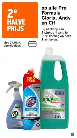 GAMMA Pro Formula Glorix, Andy en Cif aanbieding