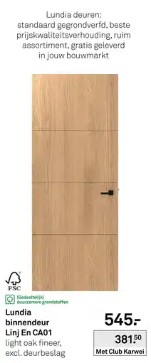 Karwei Lundia binnendeur Linj En CA01 aanbieding