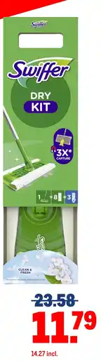 Makro Swiffer dry kit aanbieding