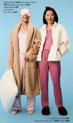 HEMA badjas teddy pyjamatop katoen aanbieding