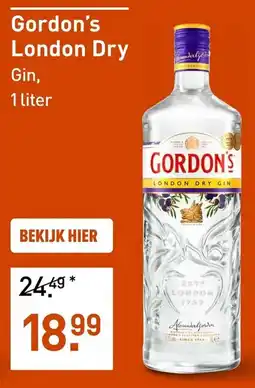 Gall & Gall Gordon's London Dry Gin aanbieding