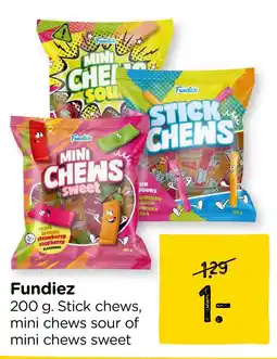 Xenos Fundiez 200 g. Stick chews, mini chews sour of mini chews sweet aanbieding