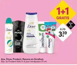 DA Axe, Dove, Prodent, Rexona en Zendium aanbieding