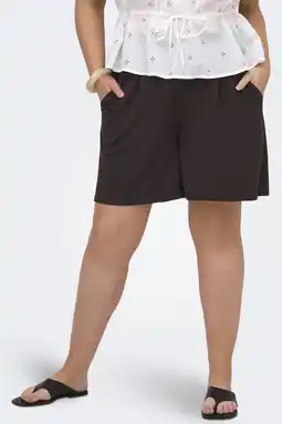 Wehkamp ONLY CARMAKOMA regular highwaist casual short donkerbruin aanbieding
