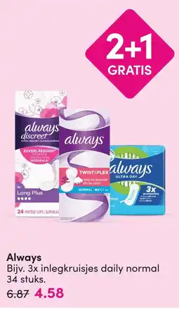 DA always 3x inlegkruisjes daily normal aanbieding