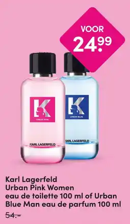 DA Karl Lagerfeld Urban Pink Women eau de toilette 100 ml of Urban Blue Man eau de parfum 100 ml aanbieding
