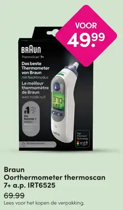 DA Braun Oorthermometer thermoscan 7+ a.p. IRT6525 aanbieding