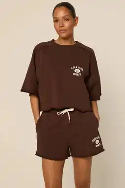 Wehkamp The Lola Club sweatshort Anine donkerbruin aanbieding