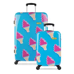 ANWB Bhppy Kofferset 2-delig met print 53/76 cm Blauw aanbieding