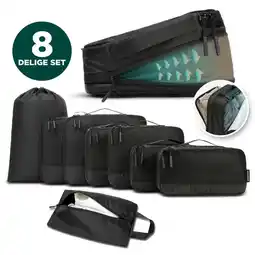 ANWB Remodius Packing Cubes Set 8-delig met Compressie Zwart aanbieding
