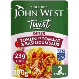 Albert Heijn John West Twist Diner Tonijn Tomaat Basilicum MSC aanbieding