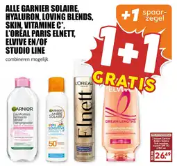 De Boerenschuur Garnier solaire, hyaluron, loving blends, skin, vitamine c*, l'oreal paris elnett, elvive en/of studio line aanbieding