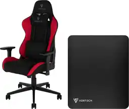 Coolblue Vortech Essential Gamestoel Rood + Vortech Vloermat Zwart aanbieding