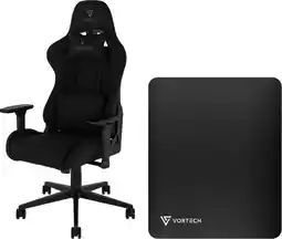 Coolblue Vortech Essential Gamestoel Zwart + Vortech Vloermat Zwart aanbieding