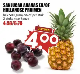 De Boerenschuur sanlucar ananas en/of hollandse pruimen aanbieding