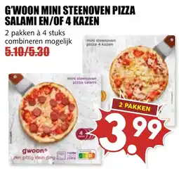 De Boerenschuur G'woon mini steenoven pizza salami en/of 4 kazen aanbieding