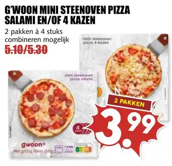 De Boerenschuur G'woon mini steenoven pizza salami en/of 4 kazen aanbieding