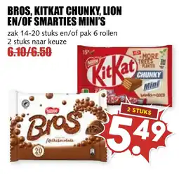 De Boerenschuur Bros, KitKat Chunky, Lion en/of Smarties Mini's aanbieding