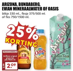 De Boerenschuur arizona, bundaberg, evian mineraalwater of oasis aanbieding