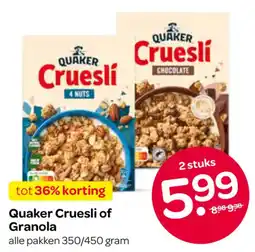 Spar Quaker Cruesli of Granola aanbieding