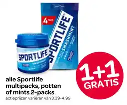Spar alle Sportlife multipacks, potten of mints 2-packs aanbieding