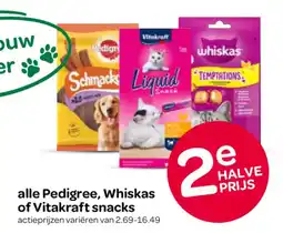 Spar alle Pedigree, Whiskas of Vitakraft snacks aanbieding