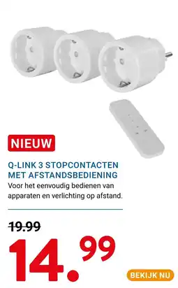 Kluswijs Q-LINK 3 STOPCONTACTEN MET AFSTANDSBEDIENING aanbieding