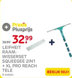 Praxis Leifheit raam-wisserset squeegee 2in1 + xl pro reach tele 4 meter aanbieding