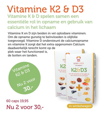 De Rode Pilaren Vitamine K2 & D3 aanbieding