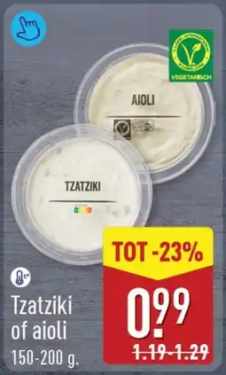 ALDI Tzatziki of aioli aanbieding