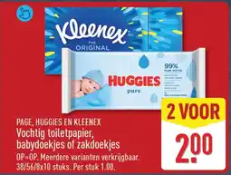 ALDI Page, Huggies en Kleenex Vochtig Toiletpapier Babydoekjes of Zakdoekjes aanbieding