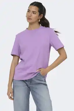 Wehkamp ONLY rechtvallend T-shirt - lila aanbieding