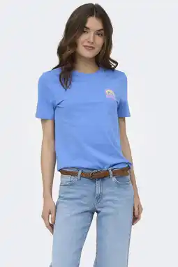 Wehkamp ONLY T-shirt met backprint blauw aanbieding