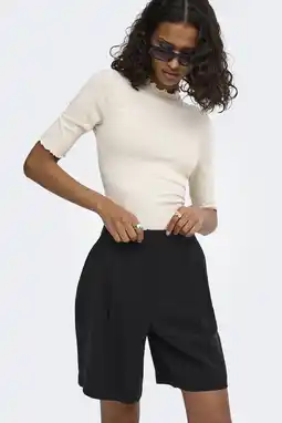 Wehkamp JDY high waist wide leg short met plooien - zwart aanbieding