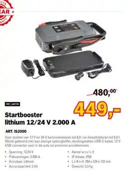 Toolspecial projecta startbooster lithium 12/24 v 2.000 a aanbieding